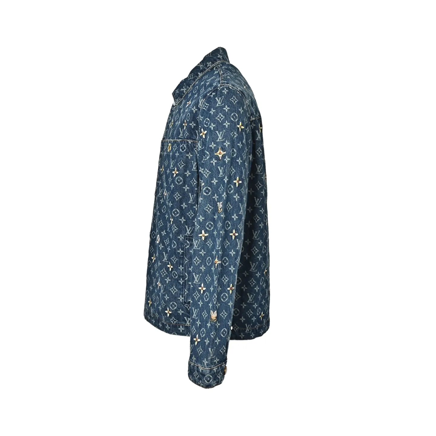 Louis Vuitton/Louis Vuitton all-over logo daisy embroidered denim jacket